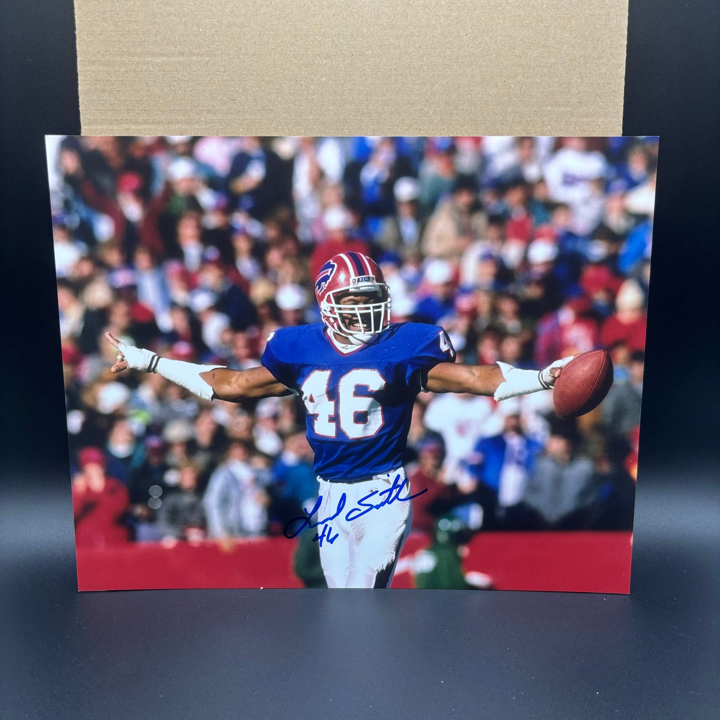 Leonard Smith Signed Buffalo Bills 8x10 Blue