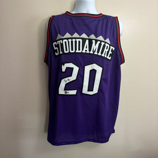 Damon Stoudamier Signed Toronto Raptors Jersey (Purple)