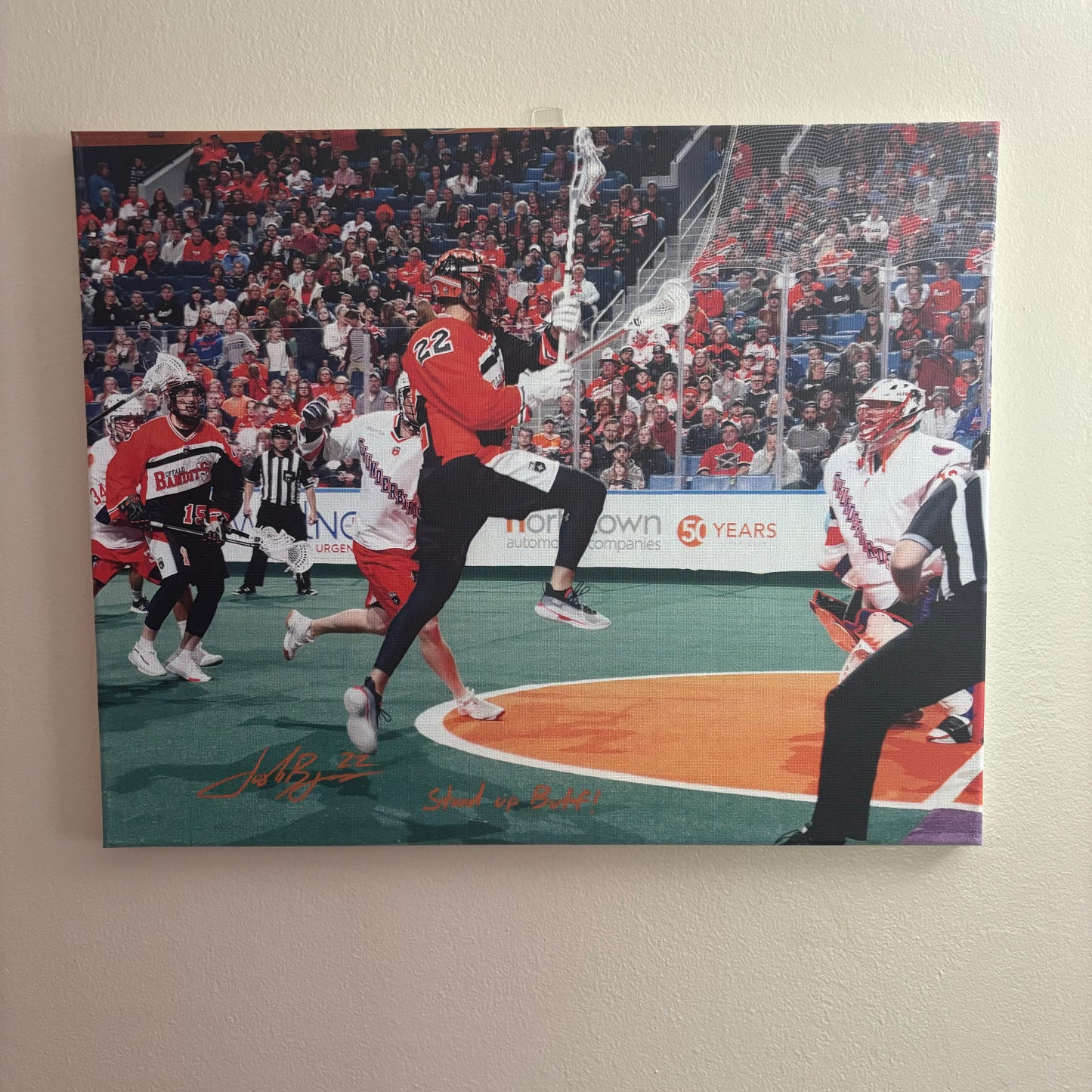 Josh Byrne Signed Buffalo Bandits 16x20 Canvas (Stand Up Buff)