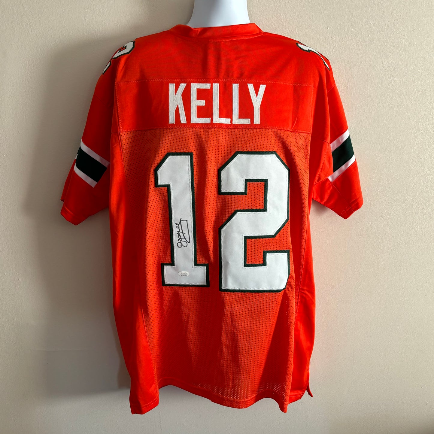 Jim Kelly Signed Orange Miami U Jersey